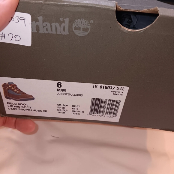 TIMBERLAND FIELD BOOTS 6inch brown beef/broccoli 6m juniors nubuck - Picture 14 of 14